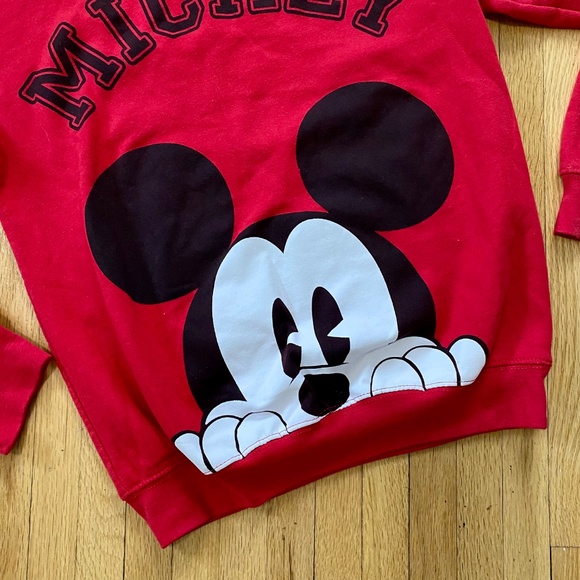 Disney Mickey Mouse Vintage Crew Neck Red Graphic Sweatshirt Pullover Size XS(1) - Picture 7 of 9